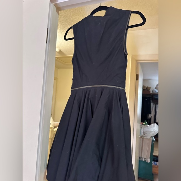 All Saints Caden Black Zipper flare sleeveless Dress Size 0 - Picture 5 of 6